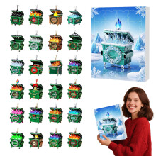 Kerstornament in de vorm van een afvalcontainer, acryl adventskalender 2025, decoraties, 24 dagen, veelkleurige kerstcountdown,