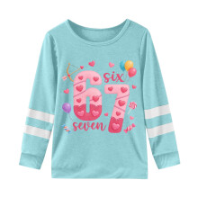 Girls67Print Langærmede T-shirts Børn Rund Hals Stribet Pullover T-shirts Piger Forårstøj Afslappet Hverdagstøj Alsidige Toppe