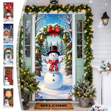 Housse de porte de Noël motif bonhomme de neige (1 pièce)