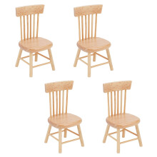 Lot de 4 mini chaises en bois pour maison de poupée, accessoires de mobilier pour salle à manger miniature, couleur blé, 40 x 41 x 84 mm