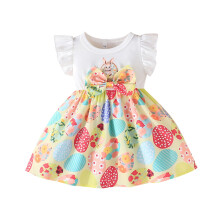 Baby Girl Clothes Toddler Dress Easter Bunny Print Ruffle Short Sleeve Holiday Dress For 3M-3Y Cozy Dresses
