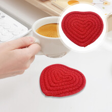 Herzförmige Untersetzer – Valentinstags-Untersetzer aus geflochtener Baumwolle, saugfähig, handgefertigt, Dekoration für Zuhause/Restaurant, 1