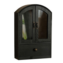 Moderner Schreibtisch-Vitrinenschrank aus Holz mit Glastür, kompakter Aufbewahrungsorganizer für Make-up, Schreibwaren und Accessoires