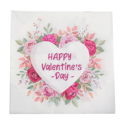 Valentinstag-Servietten mit Herzmuster, 20er-Packung