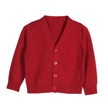 Mädchen Langarm-Strickjacke mit Knöpfen und Rundhalsausschnitt, Ziegelrot, Größe 12M