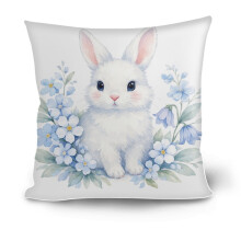 Påskehare påskeæg blå pudebetræk, 18x18 tommer eukalyptusblade og blomsterpudebetræk til sofa