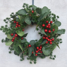 Crochadh Doras Garland Dearg – Glas, Oráiste, Buí & Dearg Sioctha Bréige – Comhoiriúnach le Gach Doras