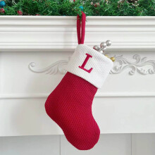 Enfeites de Natal em Nylon e Elastano, Meias de Natal com Alfabeto em Tons Neutros, Decorações de Natal