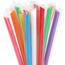 100 ks jumbo brček na pití, jednotlivě balených, 9,45 palce dlouhé, extra široké, jednorázové brčko na smoothie Boba Bubble, mléčný