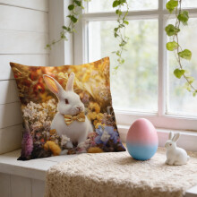 Påskörngott 40x40 cm, blommönster med kaniner och ägg – vårdekor för soffa, vardagsrum, bondgård (kompatibel med standard 40x40 cm)