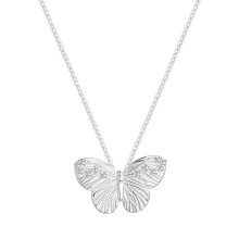 Elegante collana minimalista a forma di farfalla, design unico con finitura spazzolata, adatta per la clavicola, realizzata in rame anallergico.