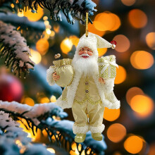 1 Pcs Christmas Ornaments Durable Santa Claus Yellow Decorations Acrylic Modern Neutral Home Decor for Easy Hanging