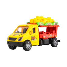 Zabawkowy samochód food truck z funkcją pchania i smażenia hamburgerów, otwierane drzwi, opony gumowe, dla dzieci od 3 do 5 lat