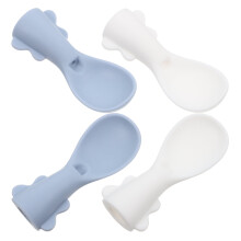4er-Pack Silikon-Babylöffel, verschiedene Farben, sicheres, weiches Besteck für Babybrei-Quetschbeutel