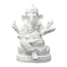 Estátua de Buda em resina, Lord Ganesha, para decoração de sala de estar, presente ou peça central, branca, 4,7 x 4,2 x 6 cm