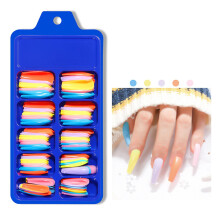 100PCS Fake Nails Tips Clear Acrylic Nail Tips Full Cover False Nail Artificial Nails Coffin Shaped Ballerina Nails Tips for Nail Salons and DIY Nail
