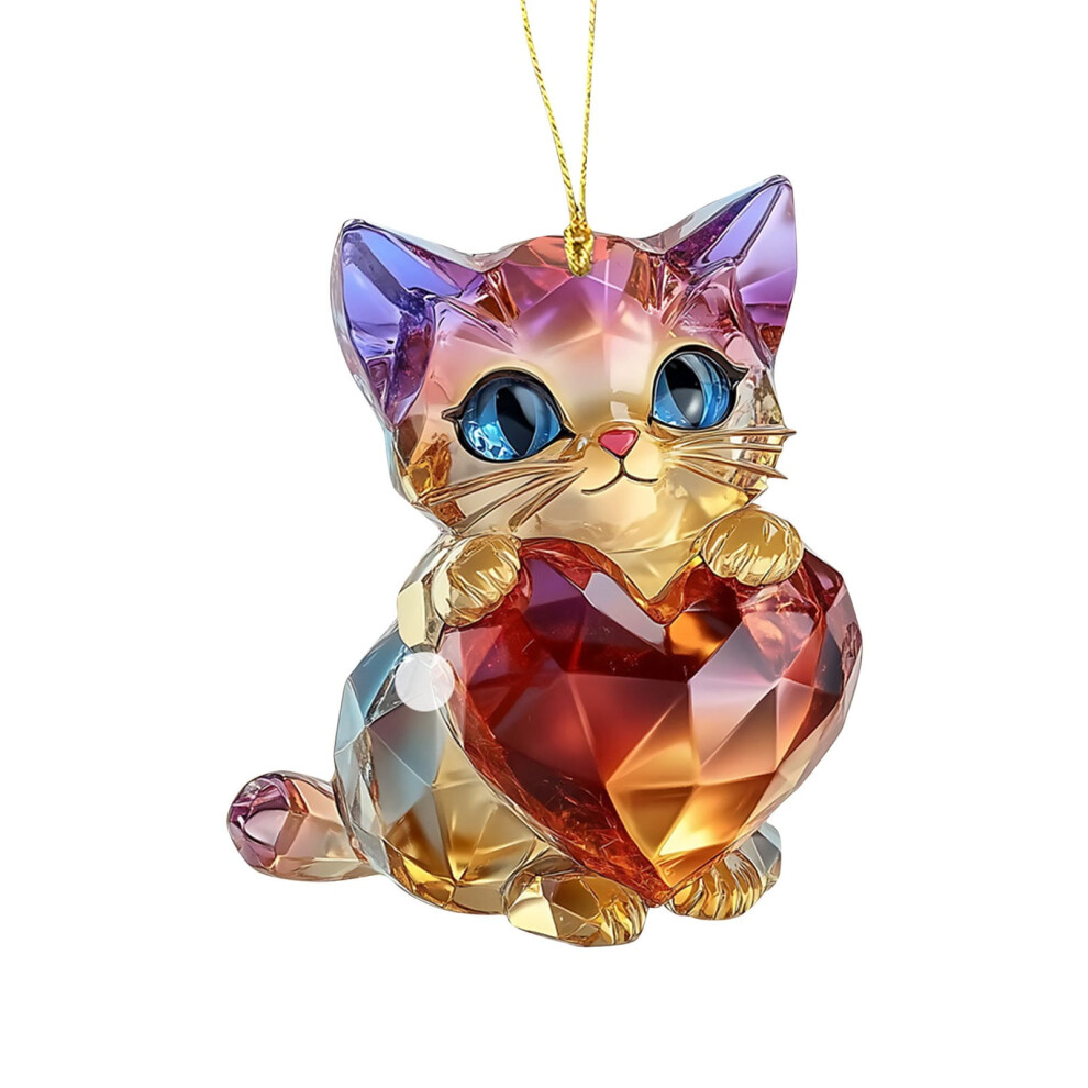 Clear Valentine's Day Animal Acrylic Decoration Â Cat And Dog Design For Car Rearview, Backpack Charm, And Seasonal Accessory 9482828625749