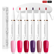Nail Pen Set with U V Light, 3 in 1 Quick Dry Polish Pens for Women, Easy Gel Nails Polish Pens for Nails Art (6 Colors)