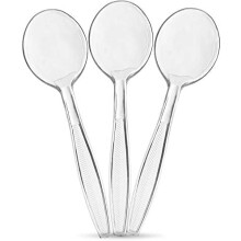 Clear Plastic Soup Spoons Disposable Cutlery Medium Weight Utensils 50 Count