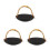3Pcs Black Ceramic Serving Platters with Handle Sushi Appetizer Plates 1