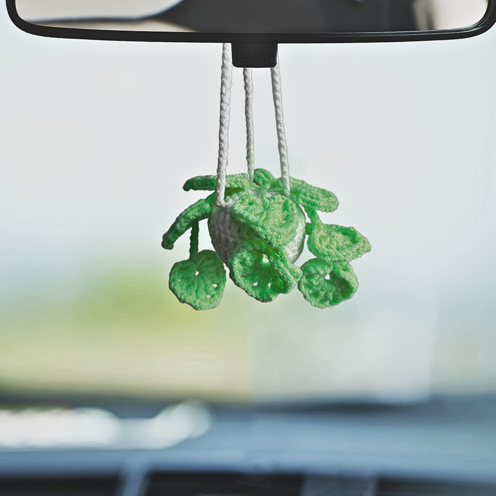 Handmade Strawberry Car Rearview Mirror Ornament Â Strawberries & Leaves, No Drilling, Adjustable Cord, Compatible With All Cars Red/Green 9482828628542