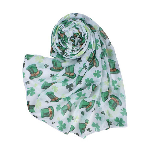 Transparenter Chiffon-Schal mit Kleeblattmuster, Grün, St. Patrick's Day