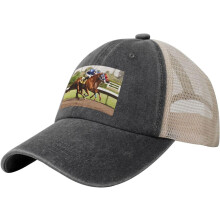 Baseballpet van denim met paardenprint, verstelbaar, unisex