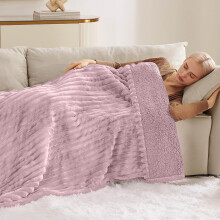 Thickened Rabbit Plush Nap Blanket, Flannel Milk Velvet Bunny Throw for Adults – Soft Warm Fuzzy Blanket for Couch/Bed (Pink, 150200cm)