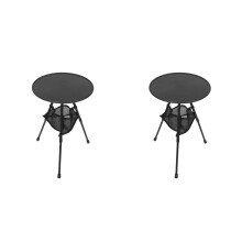 2Pièces Table Extérieure Camping Aluminium Noire Pliable Ajustable