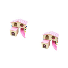 2Pièces Hamster En Bois Multi Couleur Pour Petits Animaux