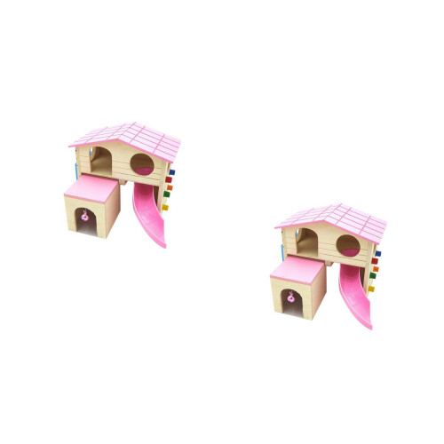 2Pièces Hamster En Bois Multi Couleur Pour Petits Animaux