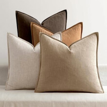 Neutral Brown Linen Pillow Covers Pack of 4, 18x18", Solid Boho Farmhouse Accent for Sofa, Bed, Living Room