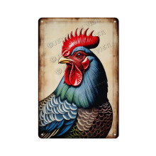Rooster Farmhouse Aluminum Sign 12x16" – Retro Chicken Wall Decor, Vintage Metal Plaque for Kitchen, Porch, Garden; Compatible with Farmhouse Style