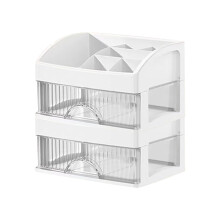 Hübsche Make-up-Aufbewahrungsbox für Mädchen mit 2 Schubladen – Weißer Kosmetikständer und Aufbewahrungsmöglichkeit für Schreibtisch,