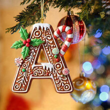 26 Alphabet-Ornamente AZ, Zuckerstangen- und Beerenmuster, Mini-Monogramm-Baumschmuck, Partygeschenke, DIY – Kompatibel mit Weihnachtsbäumen