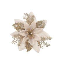 Kunstkerstbloemen met glitter, inclusief clipjes en stelen – kerstboomversiering, bruiloftsdecoratie