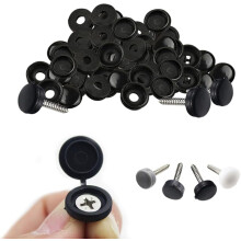 Hinged Screw Cover Caps, Folding Shutter Screws with Snap Washer Covers, 100pcs Dark Grey Flip Tops for Screw Protection