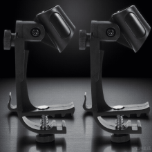 Set of 2 Adjustable Black Metal Mic Clamps for Drum Instruments, and Secure Hold