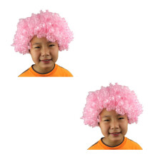 2Pcs Pink Masquerade Costume Wigs with Elastic Fit for Head Decor