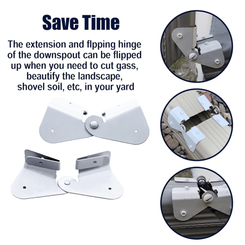 4 Pack Gutter Downspout Extensions Gutter Hinges Downspout Extension for Rectangle or Square Downspo White Metal 2