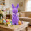 Standing Flocked Easter Bunny Figurine Purple 8.7 inch 2
