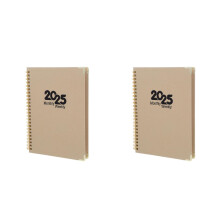 2Pièces Cahier Spirale Kraft Marron Agenda Mensuel Étudiant