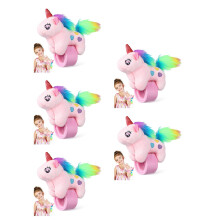 5Pcs Soft Plush Unicorn Slap Bands Lightweight Kids Wrist Toys