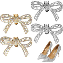 Set van 4 schoenclips met strass-strikjes – decoratieve bedeltjes voor hakken, pumps en platte schoenen