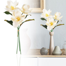 3x Kunstmatige Magnoliabloemen, 33 cm wit nepboeket voor tafeldecoratie, bruiloft en huisdecoratie – Geschikt voor standaard vazen