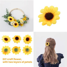 50Pcs Artificial Sunflower Heads Fabric Fake Sunflower Heads for Wedding Decoration Bridal Bouquet DIY Handicrafts