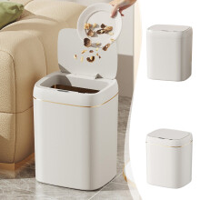 Smart Sensor Trash Can, Odor-Proof Auto-Open Bin for Kitchen, Bathroom, Office – White