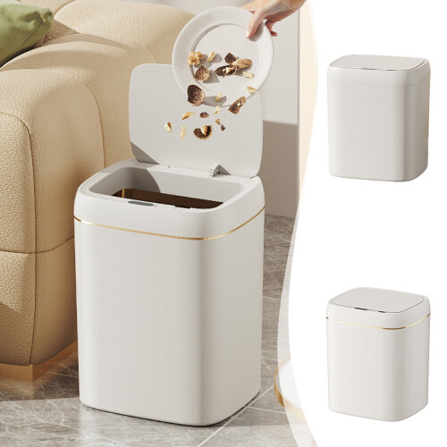 Smart Sensor Trash Can, Odor-Proof Auto-Open Bin for Kitchen, Bathroom, Office – White