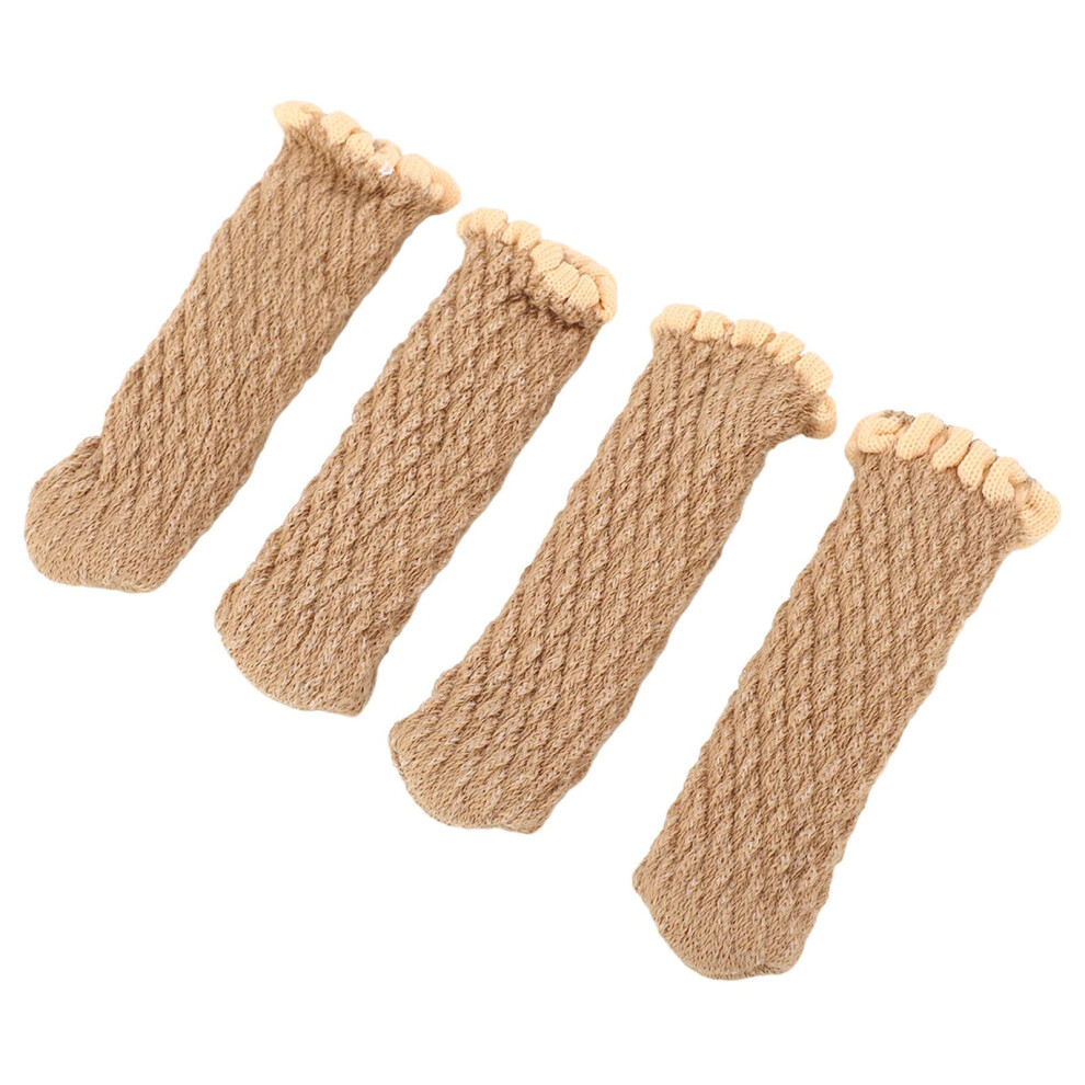 Knitted Chair Leg Covers (4Pcs, Elegant Log Color), Thickened For Hardwood Floors, Compatible With 7Â18Cm Circumference Legs 9180479337614
