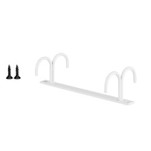 Under Cabinet Coffee Mug Holder with 4 Hooks – White Space-Saving Drying Rack for Cups, Utensils, Sponge & Dishcloth (Compatible with Standard
